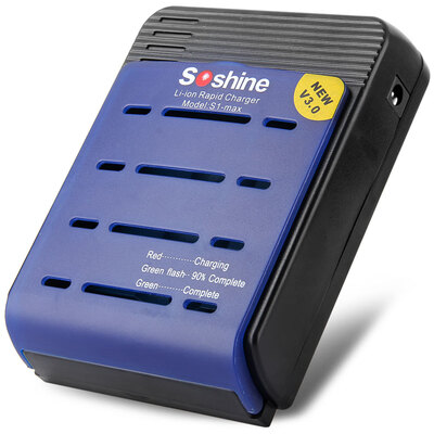 

Soshine S1max - V3 4-Slot 18650 17650 17500 Battery Charger with US Adapter - 100- 240V