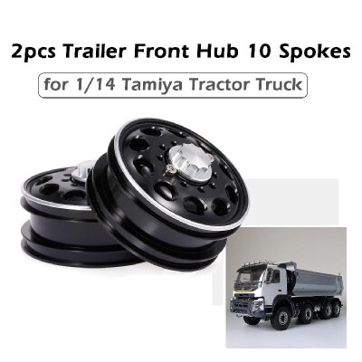 

2pcs Trailer Rear Hub Aluminum Alloy Rim 10 Spokes for 114 Tamiya Tractor Truck RC Climber Trailer