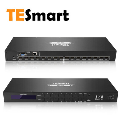 

TESmart Rack Mount Ultra HD 4K HDMI 8X8 Matrix Switcher Supports 4Kx2K30HZ1080P60Hz3D&Deep ColorLAN Port ControlHDMI 14