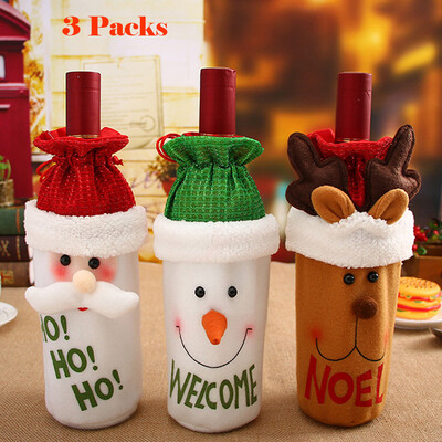 

Tailored Red Wine Bottle Cover Bags Decoration Home Party Santa Claus Christmas For Party