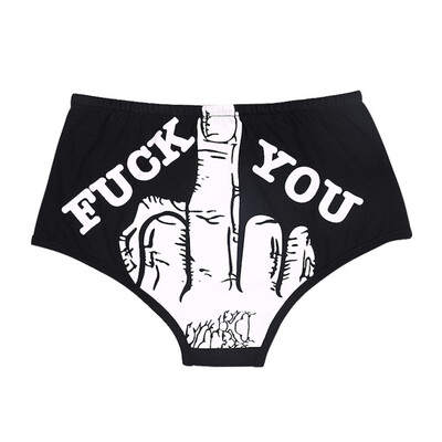 

Girls Triangle Underwear Personality Soft Comfortable Panties Breathable Vertical Middle Finger Letters Print Panties