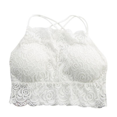 

Lace Sexy Spaghetti Straps Bras Women Racerback Solid Crop Top Seamless Underwear Removable Padded Bralette