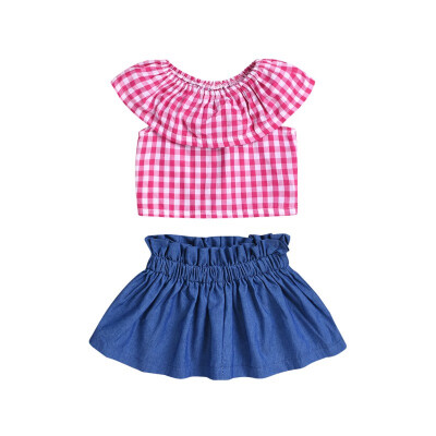 

Clothing Sets Children Girl Clothing Sleeveless T-shirtDenim Skirts Suits 2Pcs Costume Set for Kids Clothing Sets Girl suit