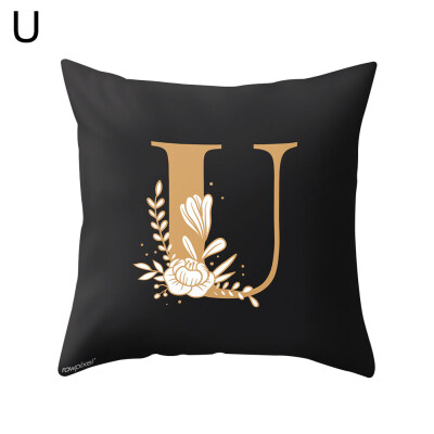 

Capital Letter Flower Print Pillow Case Waist Throw Cushion Cover Bedroom Decor