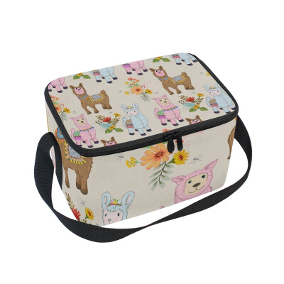 

ALAZA Lunch Box Insulated Lunch Bag Large Cooler Cute Alpaca Seamless Pattern Tote Bag