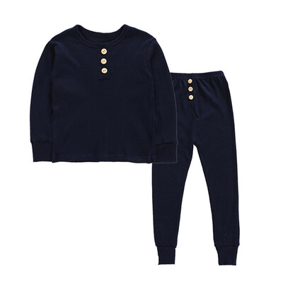 

Baby Kids Boys Girls Clothes 1-6T Solid Print Outfits Set Lovely Long Sleeve Blouse TopsPants Sleepwear Pajamas