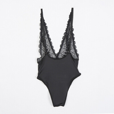 

New floral lace sexy bodysuit Plus size black white deep-V rompers womens jmpsuits hollow out backless playsuit overalls