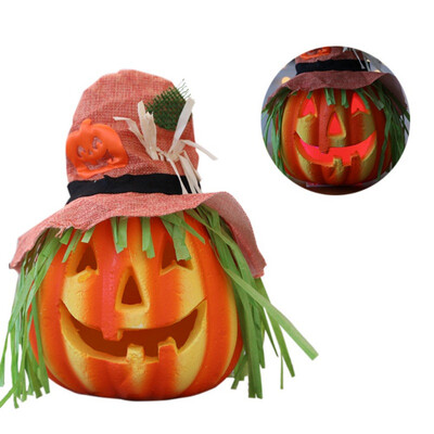 

Halloween LED Light Up Halloween Lantern Ornament Hollow Foam Pumpkin With Witch Hat Holiday Home Decorations