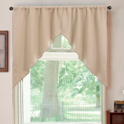 

Toponeto Elegant Sheer Organza Kitchen Rod Pocket Window Curtain Treatment Set