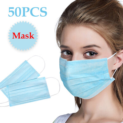 

50100PCS 3-layers Filter Protective Face Masks Disposable Anti-flu Dust Masks with Elastic Ear Loop for All People