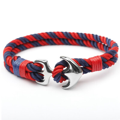 

High Quality Bracelets Men Charm Metal Nautical Survival Rope Chain Bracelet Male Wrap Bracelet