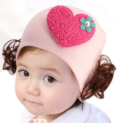 

New Cute Toddler Kids Baby Girl Cute Flower Wig Design Winter Warm Hat Cap Headwear