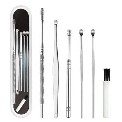 

6PCS Ear Wax Removal Kit Ear Wax Remover Pickers Stainless Steel Earpick Ear Pick Cleaner Ear Cleaner Spoon Ear Care Cleaning Tool