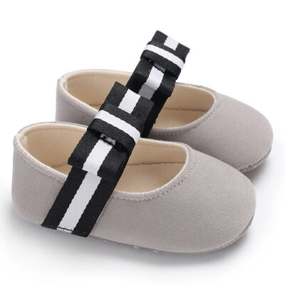 

Baby Girls Princess Shoes Infant Toddler Crib Bebe Kids First Walkers Mary Jane Striped Big Bow Soft Soled Anti-Slip Dress