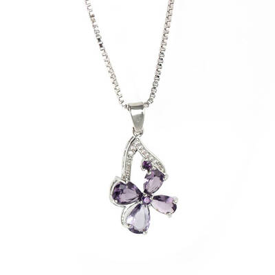 

Beautiful Women Wedding Zircon Four Leaves Pendant Necklace Elegant Girl Good Luck Chain Gift Jewelry