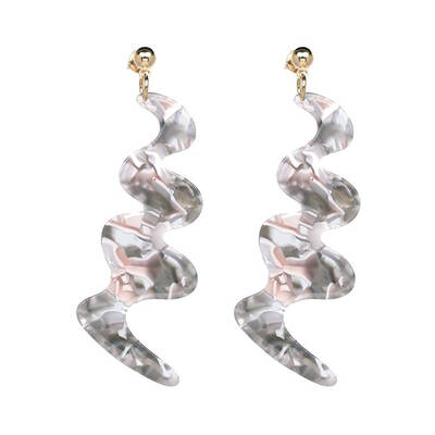 

3 Colors Unique Geometric Waves Shape Earring Acrylic Pendants Ear Stud Women Jewelry Gifts