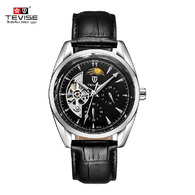 

TEVISE Moon Phase Fully Automatic Mechanical Watches For Man Top Brand Luxury Watch Semi-automatic Trendy Business Style Hollow Me