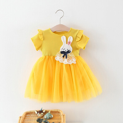 

Summer Baby Children Dresses Kids Girl Cartoon Rabbit Short Sleeve Infant Kid Princess Dress