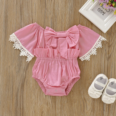 

Infant Baby Girls Big Bow Design Flare Sleeve Rompers Kids Bodysuit Jumpsuit Newborn Clothes