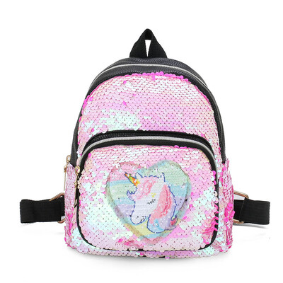 

Kids Bling Sequins Bags Unicorn Backpack Fashion Glitter Cute Laser Pu Leather Travel Backpack Girls Mini Bag