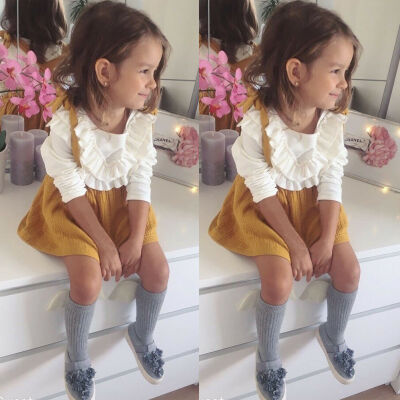 

2PCS Spring Toddler Baby Girl Dress Outfits Tops Shirt Bow Short Skirt Clothes