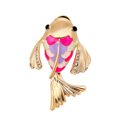 

Fish Shape Rhinestones Alloy Women Shirt Brooch Pin Girl Jacket Cartoon Design Badge Corsage