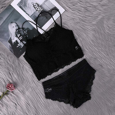 

Hot Lace Sexy Bra Set Push Up Wire Free Bralette Lingerie Women underwear Solid Color Full Cap Bra Sets White Black Apricot