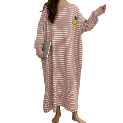 

Women Sexy Pajamas Cotton Round Neck Long Sleeve Nightdress Lingerie Cartoon Fruit Print Home Clothing