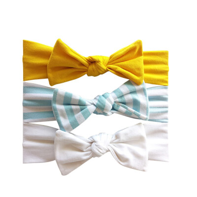 

6 Types Hot Sale 3PCS Baby Girls Hair Accessories Infant Kids Bow-knot Stripe Headband Newborn Newly Fashion Hair Suits