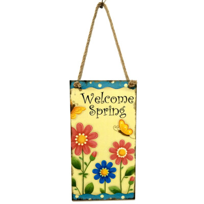 

Three Flowers Easter Wooden Hanging Plaque Festival Door Board Decorative Sign Hanger Welcome Spring Printing Plank