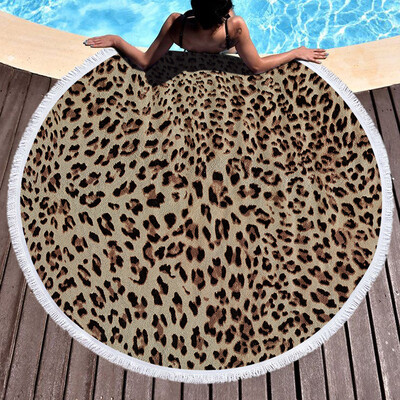 

Toponeto 1 PC Round Beach Pool Home Shower Towel Blanket Table Cloth Yoga Mat Leopard