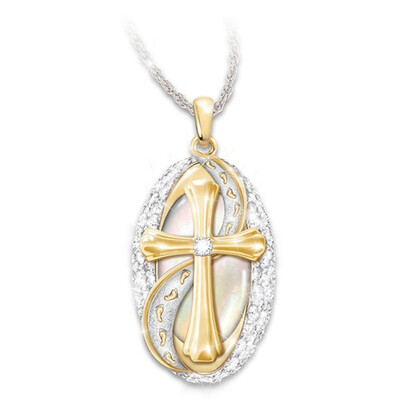 

It Was Then That I Carried You" Women Two Tone Diamond Jewelry Pendant Necklace