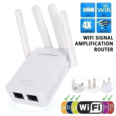 

300Mbps Dual-Band 24 5G 4-Antenna WIFI Range Extender WiFi Repeater Router Network Routing Expander