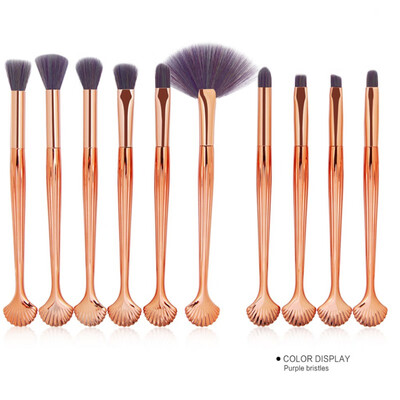 

10pcs Tool Shell Makeup Brushes Set Soft Eyes Shadow Brow Blush Lip Concealer Fan Cosmetic Make Up Brush Kit