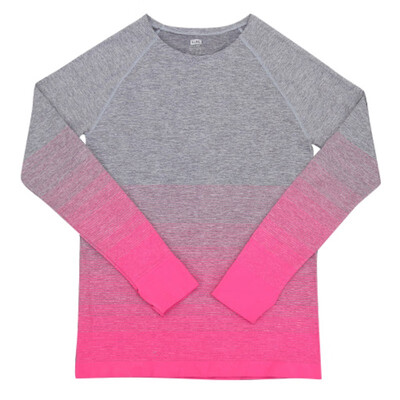 

2017 new winter sport Women gradient color long sleeve shirt elastic lady Yoga T-shirt
