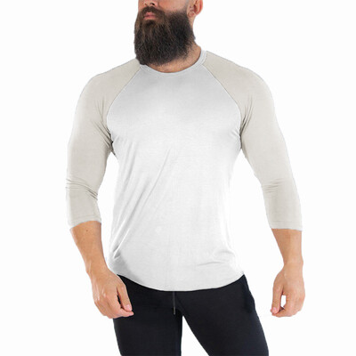 

Mens Casual Tops Long Sleeve Colorblock Crew Neck Slim Fit Raglan Basic Shirts