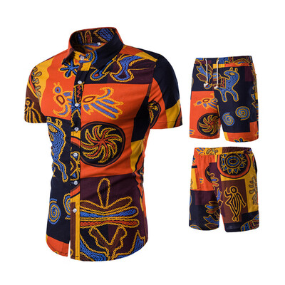 

Toponeto Summer New Comfortable Fashion Short Sleeve And Short Pants Printing Mens Suit