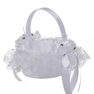 

Romantic Basket Wedding Decor Collection Flower Basket Satin Rose Petals Holder for Wedding Party Decoration