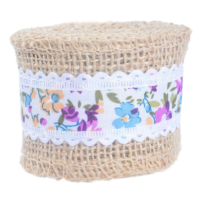 

Diy Vintage lace Printed Burlap Ribbon Roll Lace Decorative Hemp Rope Christmas Wedding Craft Lace Ribbon
