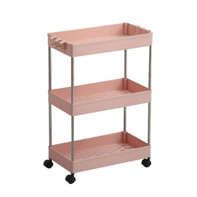 

34 Layer Refrigerator Space Stroller Kitchen Bathroom Interspace Rack Holder with Roller Shelves Movable Storage Rack