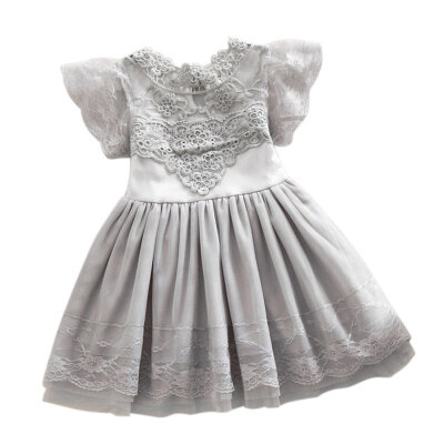 

Baby Girl Lace Tutu Dress Summer Hollw Out Sundress Kids Formal Birthday Wedding Party Clothes