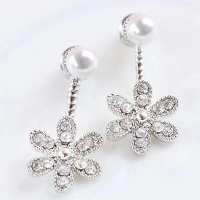 

2 Pairs New Arrival Crystal Flower Elegant Gemstones Fashion Stud Earring for Lady