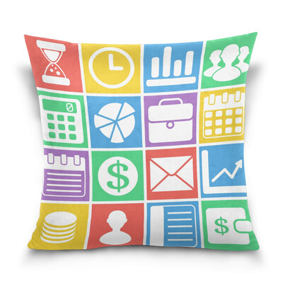

ALAZA 16 X 16 inch Pillow Case Decorative Cushion Cover Colored Icons Pattern Pillowcase