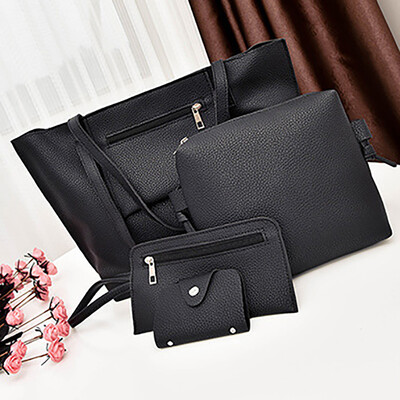 

Tailored Fashion Women Leather Four-Piece Shoulder Crossbody Bag Clutch Wallet Retro Bag