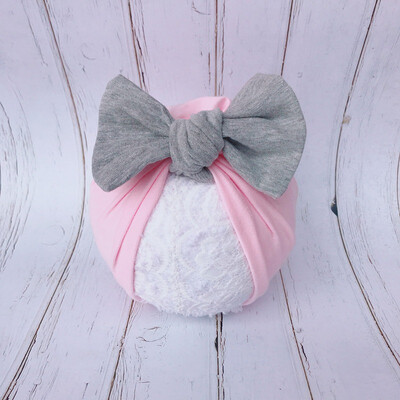 

Baby girls hat Cloth solid color stitching bow childrens Indian hat five color cotton for0-3M