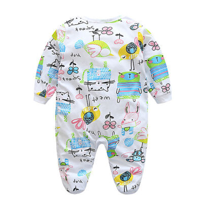 

hilittlekids Baby Newborn Boys Girls Jumpsuit Long Sleeve Infant Floral Cartoon Casual Romper suit