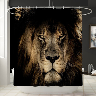 

Tiger Bathroom Shower Curtain Lid Cover Contour Rug Sets 4 Pieces Toilet Mat Set Non-Slip Carpet Rugs Doormat