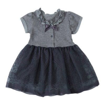 

Summer Kids Girls Casual Short Sleeve Bowknot Design Dress Costume Baby Children Mesh Dresses