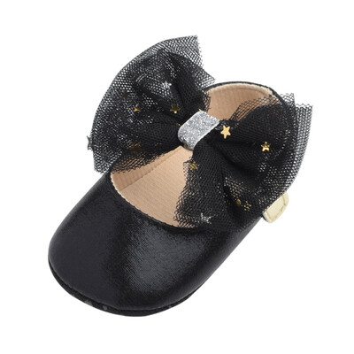 

Newborn Baby Girl Bling PU Leather Shoes Kid Moccasins First Walkers Crown Bow Soft Soled Non-slip Footwear Crib Shoes