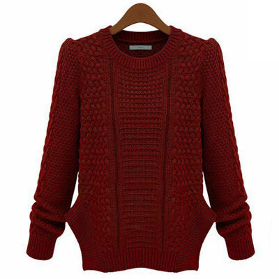 

Autumn Winter Ladies Loose Sweater Women Long-sleeve Pullover Sweater Solid Color Irregular Hem Knit Jacket